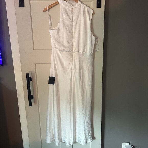Lulus Distinctive Charm White Satin Asymmetrical Midi Dress - XL, NWT - Picture 13 of 15
